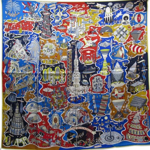 HERMES Blue Silk Scarf